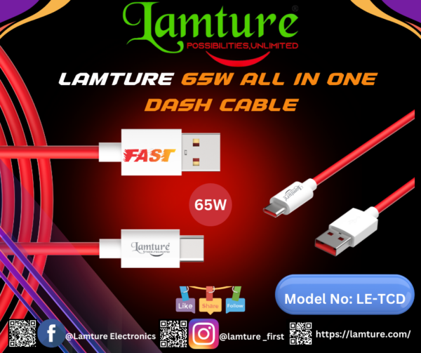 Lamture 65W Type C DASH Cable
