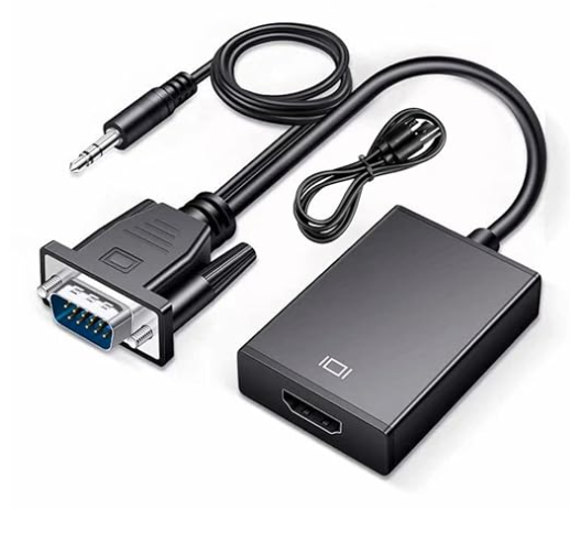 ETZIN VGA to HDMI Adapter, Gold-Plated VGA to HDMI Converter (Male to Female) with 0.5FT Audio Cable from PC, Monitor, Uni-Directional VGA (Source) to HDMI